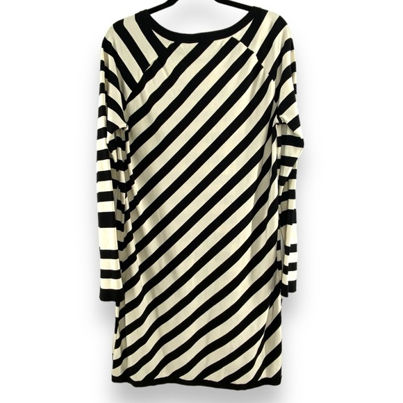 Diane Von Furstenberg Black/Cream Striped Silk Mini Dress Women's Size Large - Picture 4 of 6